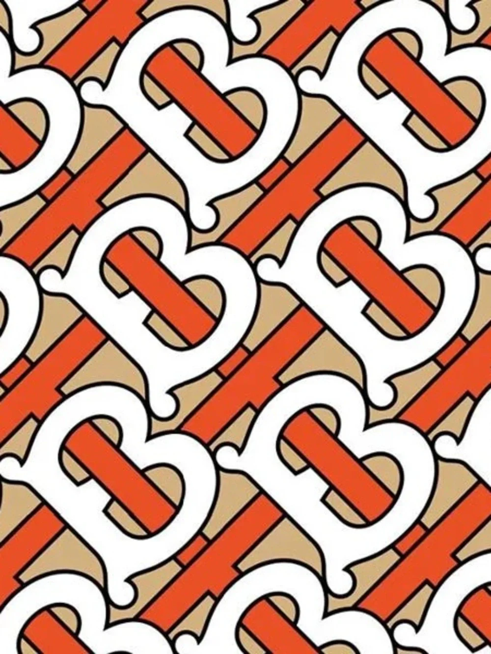 NEW BURBERRY TB Monogram Civilian Mask M/L Orange, White, Brown Sz Med / Large